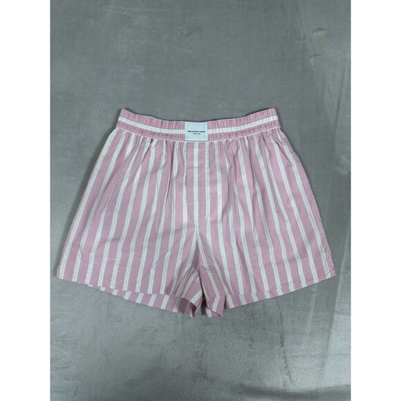Alexander Wang Pants - Alexander Wang Pink/ White Classic Boxer Shorts w Clear Bead in‎ Size XS